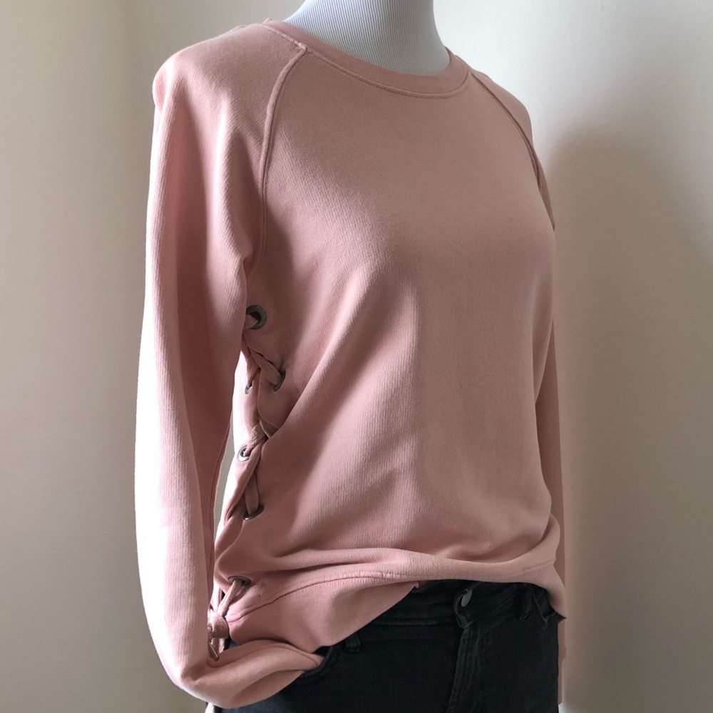 SINCERELY JULES PINK SIDE LACE UP SWEATSHIRT M